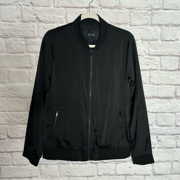 SUNG Alfred Sung Black Satin Bomber Style Jacket - Picture 4 of 12